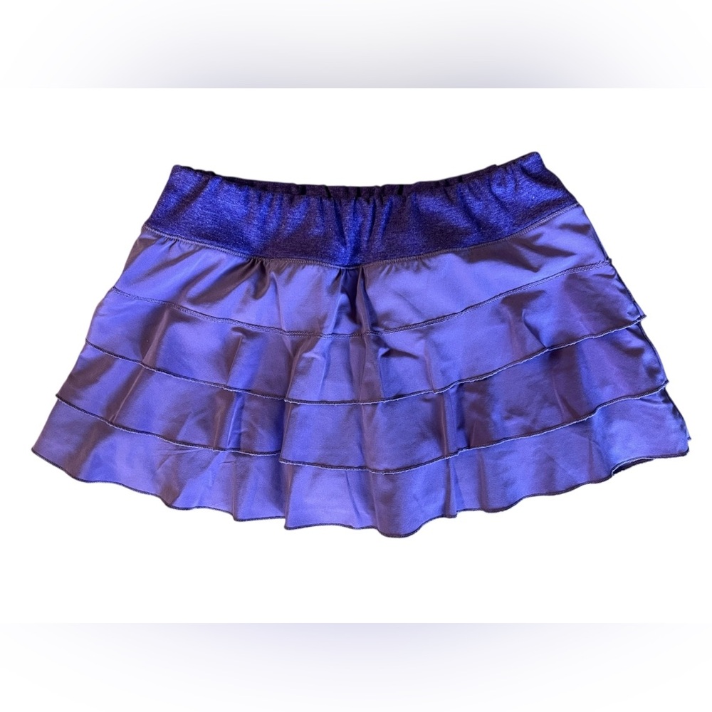 PLAYBOY GOLF Bunny Logo Purple Tiered Ruffle Mini Skort Sz M Y2K Glam Sporty